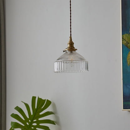 Clémence Lustre suspendu rustique abat-jour grange 1 lumière verre transparent