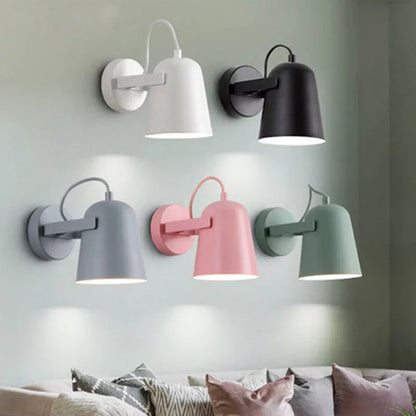 Sophie Nordic Wall Lamp with Rotatable Bell Shade and Wood Accent