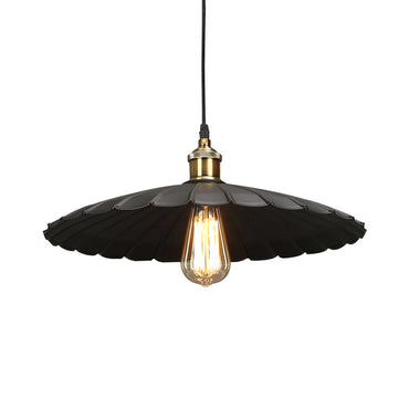 Élodie Industrial Black Scalloped Pendant Light