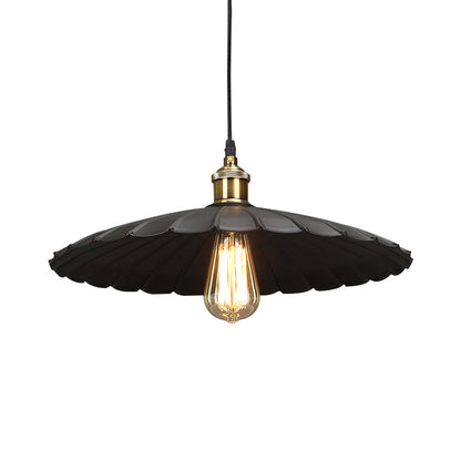 Élodie Industrial Black Scalloped Pendant Light