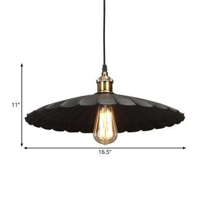 Élodie Industrial Black Scalloped Pendant Light
