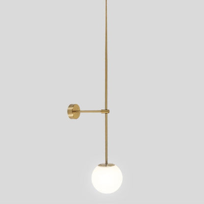 Colette Orb Wall Lamp with Milky Glass and Gold Pencil Arm