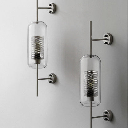Mathilde Pill Capsule Wall Lamp – Clear Glass with Mesh, 5 to 9 Inch