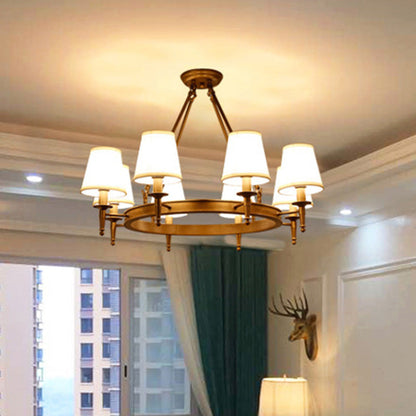 Aurélie Ring Chandelier with Fabric Shades in Bronze Black