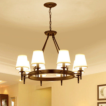 Aurélie Ring Chandelier with Fabric Shades in Bronze Black