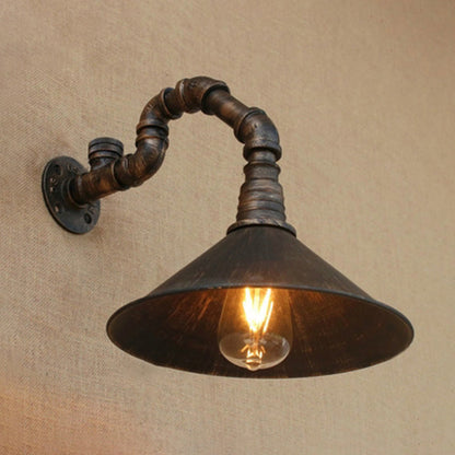 Émilie Antique Brass Cone Wall Sconce Farmhouse