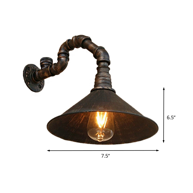 Émilie Antique Brass Cone Wall Sconce Farmhouse