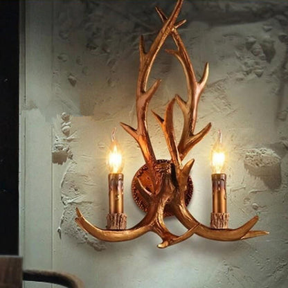 Hélène Classic Deer Horn Resin 2-Head Wall Sconce