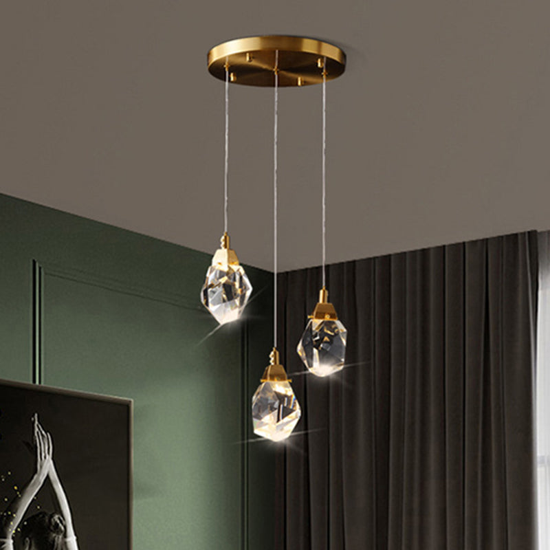 Auriane Crystal Gemstone Brass Pendant Light