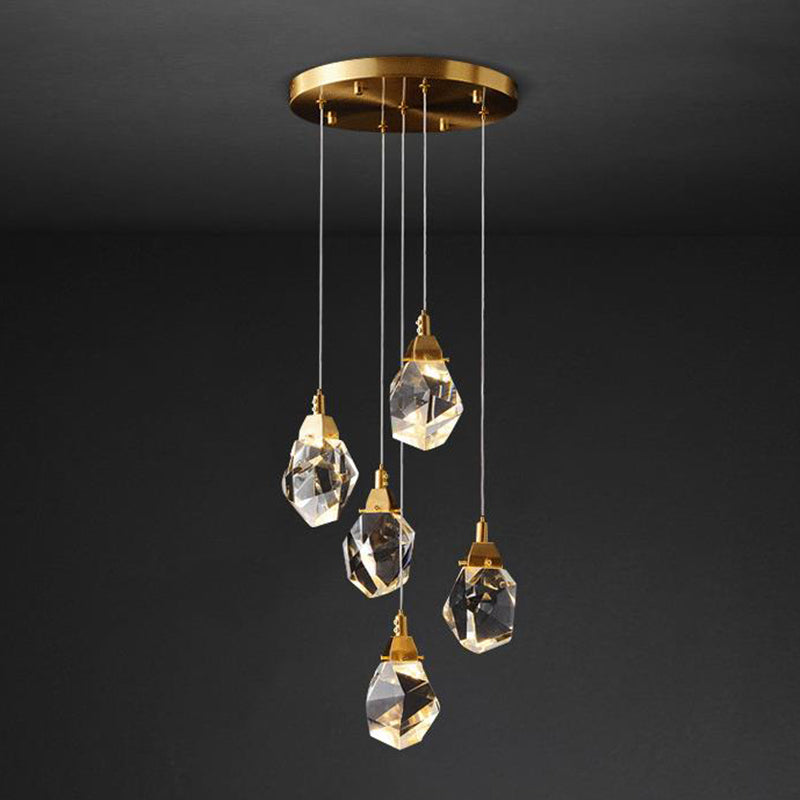 Auriane Crystal Gemstone Brass Pendant Light