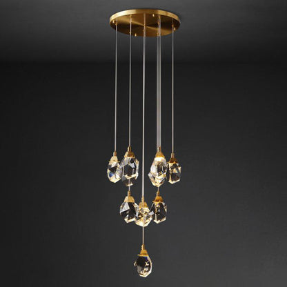 Auriane Crystal Gemstone Brass Pendant Light