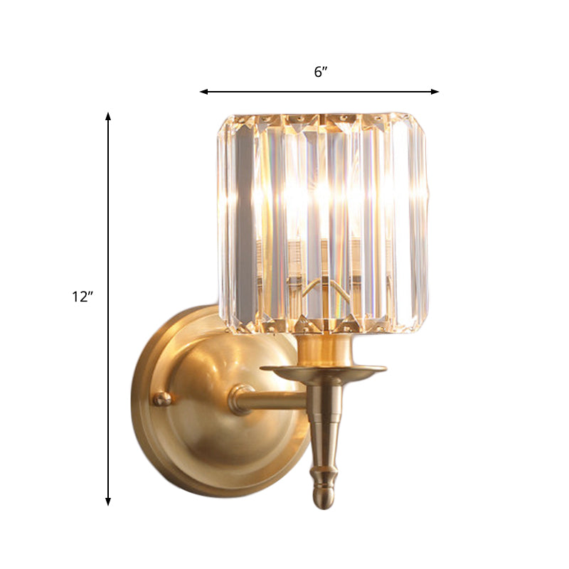 Colette Brass Crystal Cylinder Wall Light Sconce