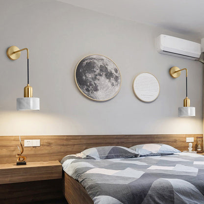 Applique murale LED tambour en marbre Camélia