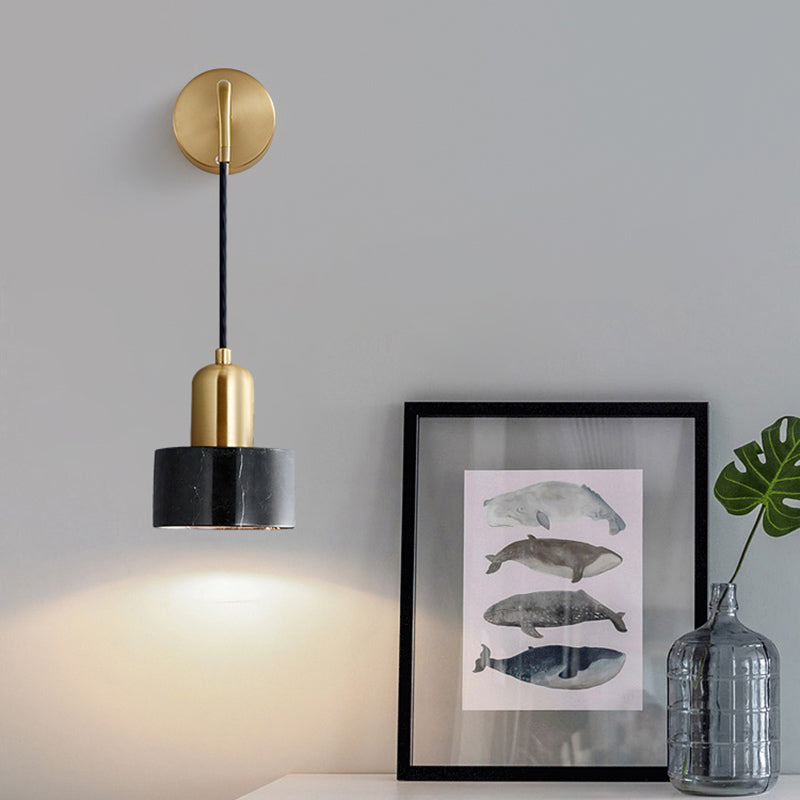 Applique murale LED tambour en marbre Camélia