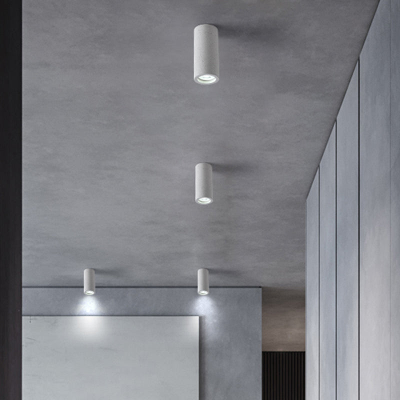 Mathilde Cement Cylinder Minimalist Flush Ceiling Light