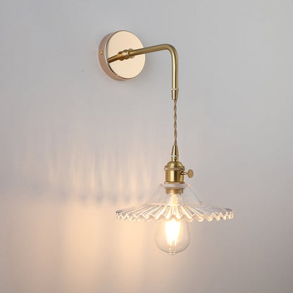 Élise Vintage Glass Shade Wall Lamp Gold Finish