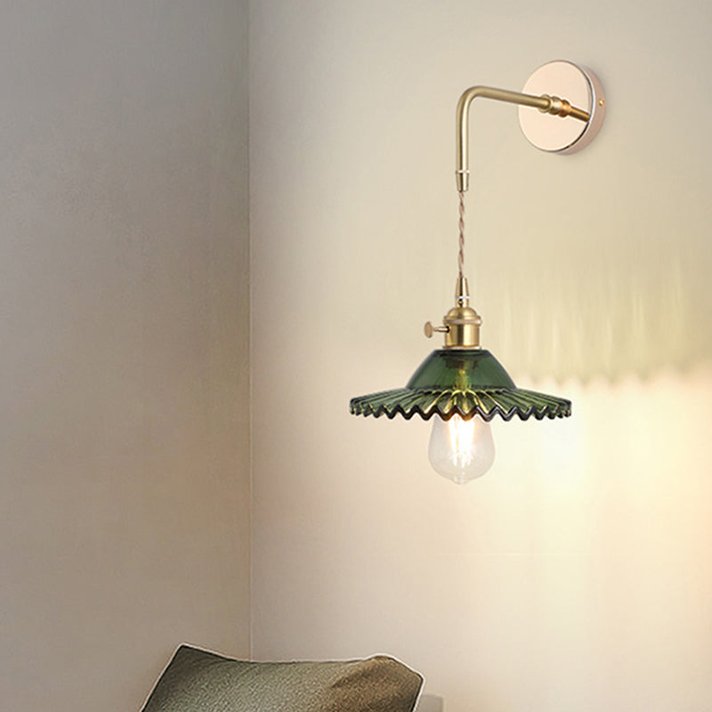 Élise Vintage Glass Shade Wall Lamp Gold Finish