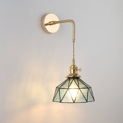 Élise Vintage Glass Shade Wall Lamp Gold Finish
