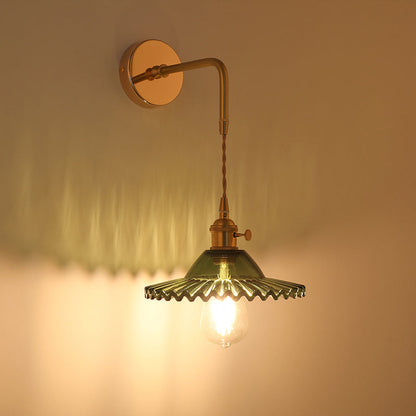 Élise Vintage Glass Shade Wall Lamp Gold Finish