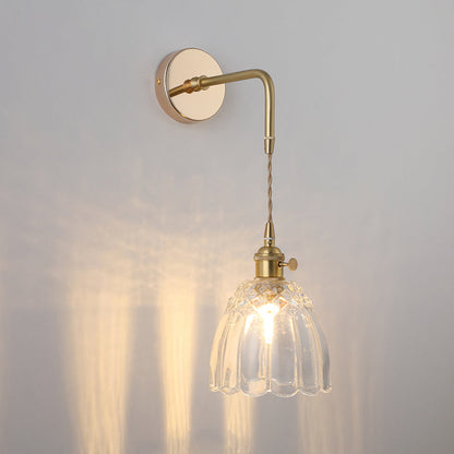 Élise Vintage Glass Shade Wall Lamp Gold Finish