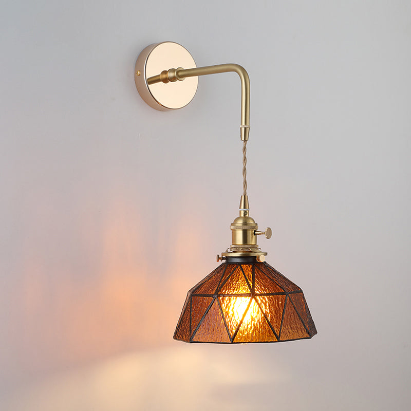 Élise Vintage Glass Shade Wall Lamp Gold Finish