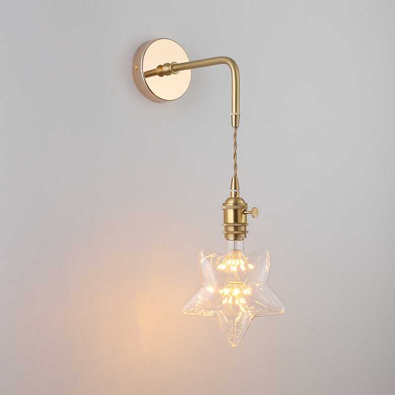 Élise Vintage Glass Shade Wall Lamp Gold Finish