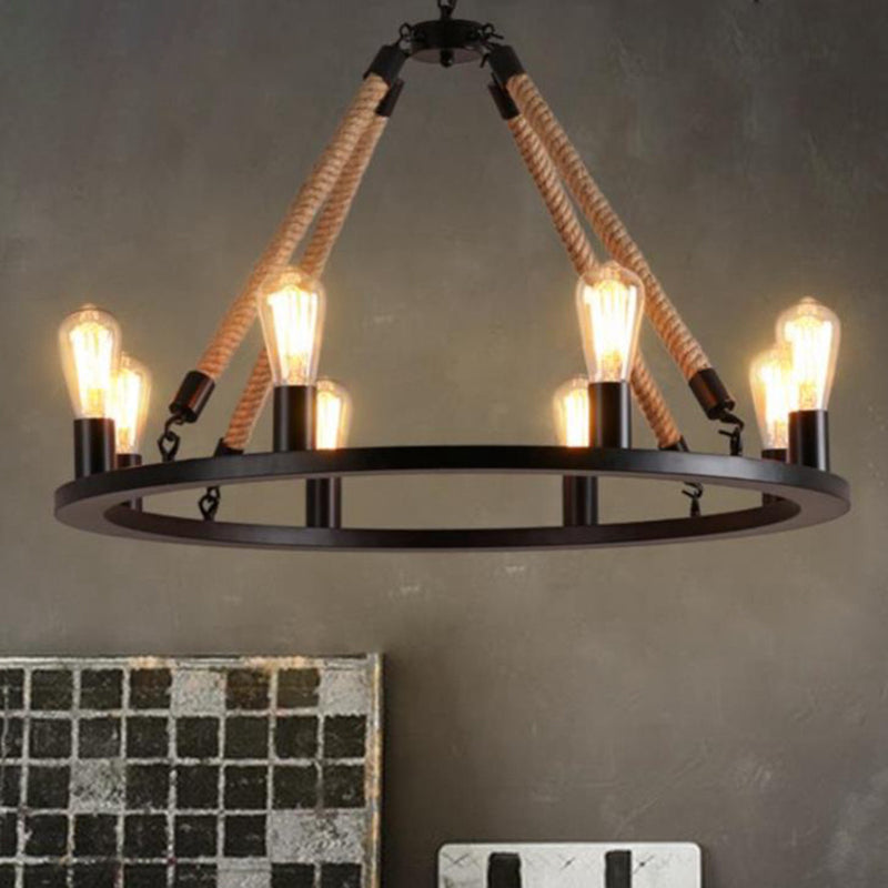 Lustre en corde de chanvre Margaux Iron Ring
