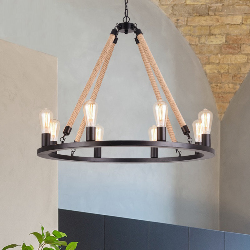Lustre en corde de chanvre Margaux Iron Ring