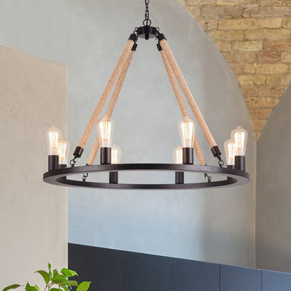 Lustre en corde de chanvre Margaux Iron Ring