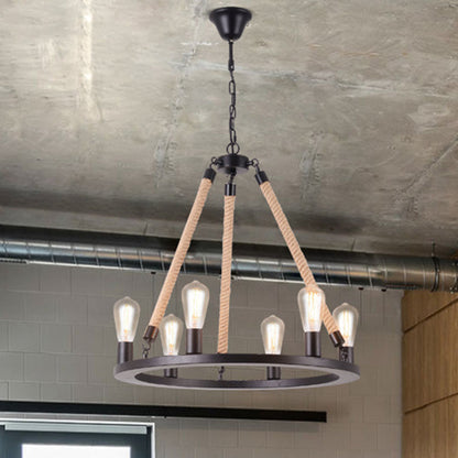 Lustre en corde de chanvre Margaux Iron Ring
