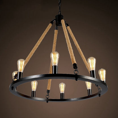 Lustre en corde de chanvre Margaux Iron Ring