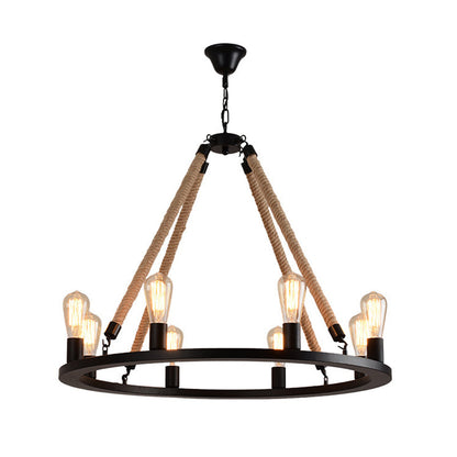 Lustre en corde de chanvre Margaux Iron Ring