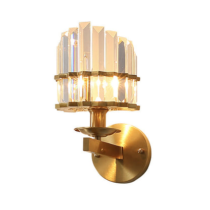 Élise Contemporary K9 Crystal Wall Sconce 1-Light Black/Brass