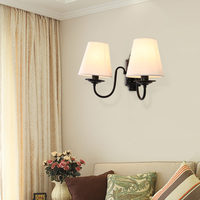 Émilie Bucket Shade Fabric Wall Light – Vintage Black