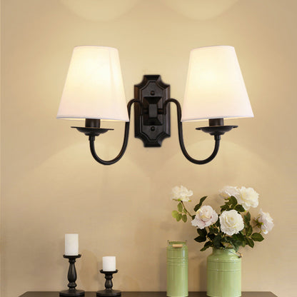 Émilie Bucket Shade Fabric Wall Light – Vintage Black