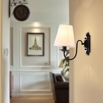 Émilie Bucket Shade Fabric Wall Light – Vintage Black