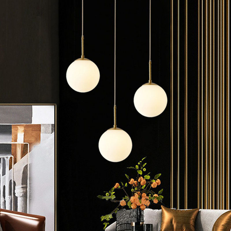 Camille Modern Globe Kitchen Pendant Light in Cream Glass