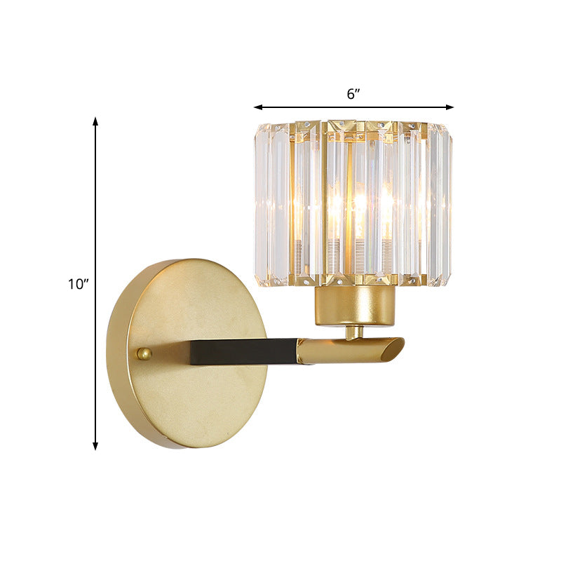 Madeleine Gold Crystal Cylinder Wall Light Sconce