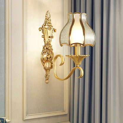 Clémence Brass Bud Wall Mount Light with Beveled Glass Shade