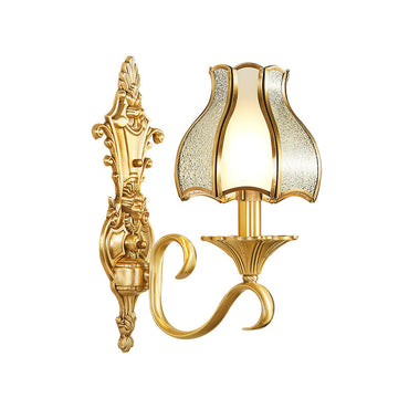 Clémence Brass Bud Wall Mount Light with Beveled Glass Shade