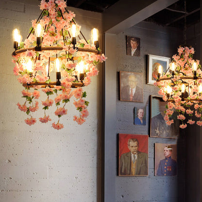 Delphine Wagon Wheel Farmhouse Chandelier Light