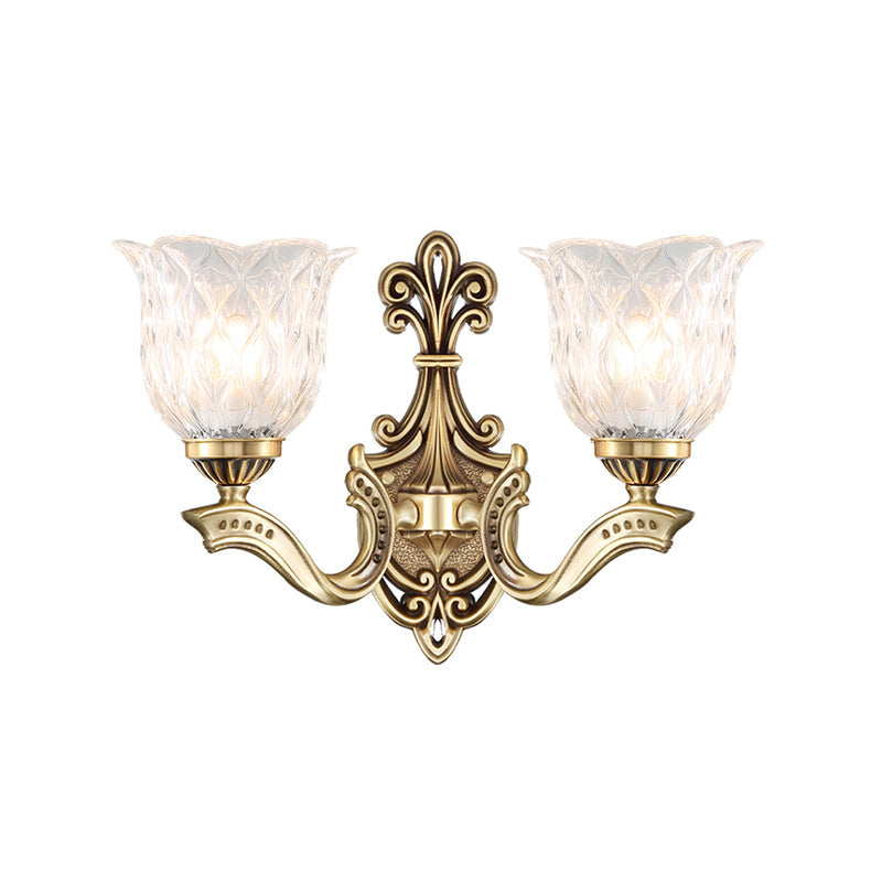 Ruffle Bedroom Wall Light – Traditional Wavy Glass Bronze Finish Sconce