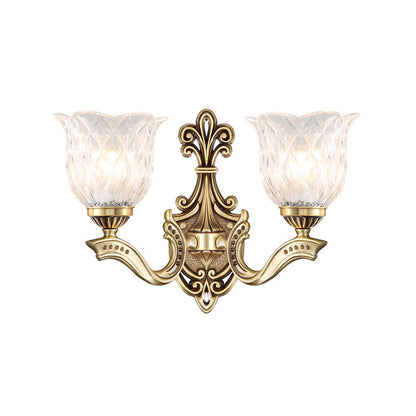 Ruffle Bedroom Wall Light – Traditional Wavy Glass Bronze Finish Sconce