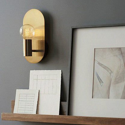 Céleste Exposed Bulb Wall Lamp with Gold Metal and Oval Backplate