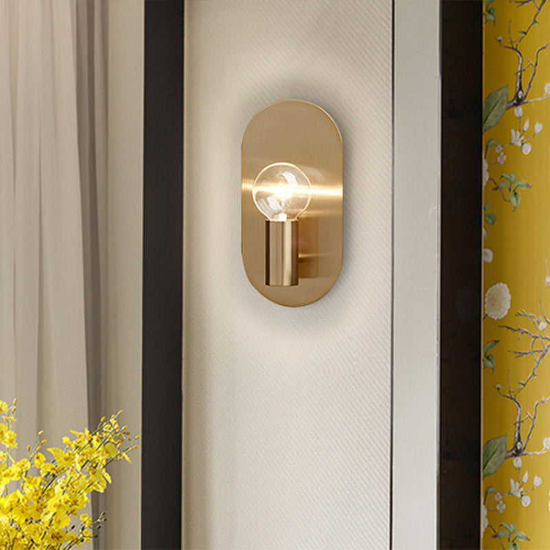 Chloé Gold Exposed Bulb Wall Sconce Oval Backplate