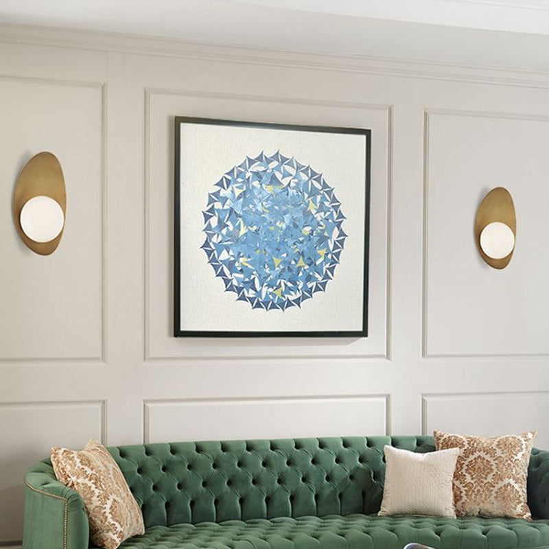 Applique ovale en laiton antique Aurélie avec globe en verre