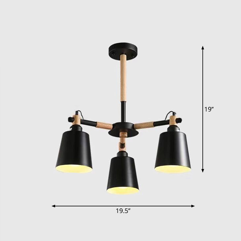 Céleste Macaron Radial Chandelier with Wooden Arms