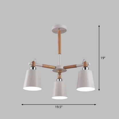 Céleste Macaron Radial Chandelier with Wooden Arms