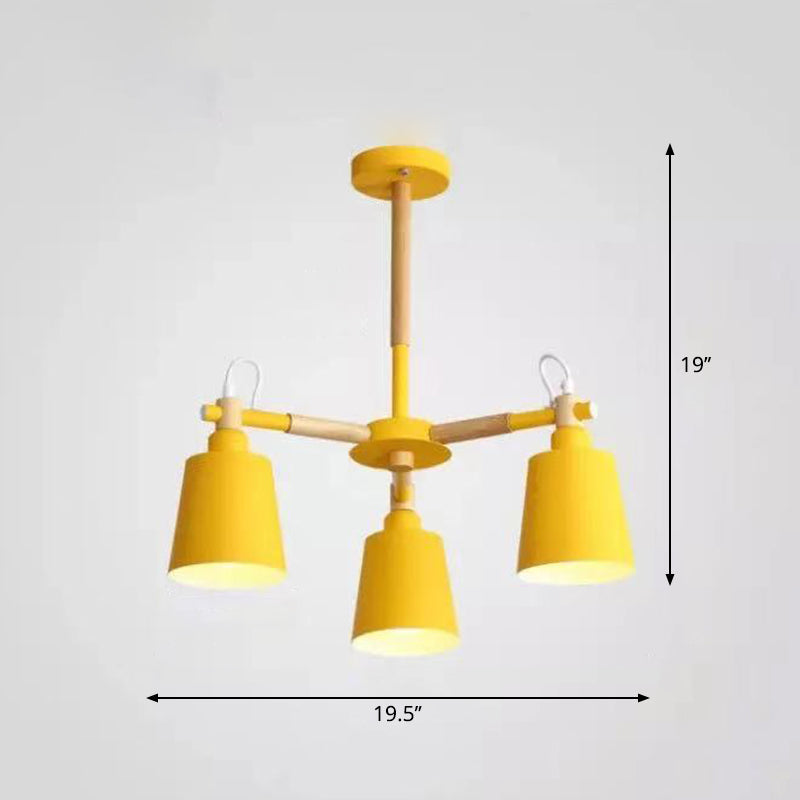 Céleste Macaron Radial Chandelier with Wooden Arms