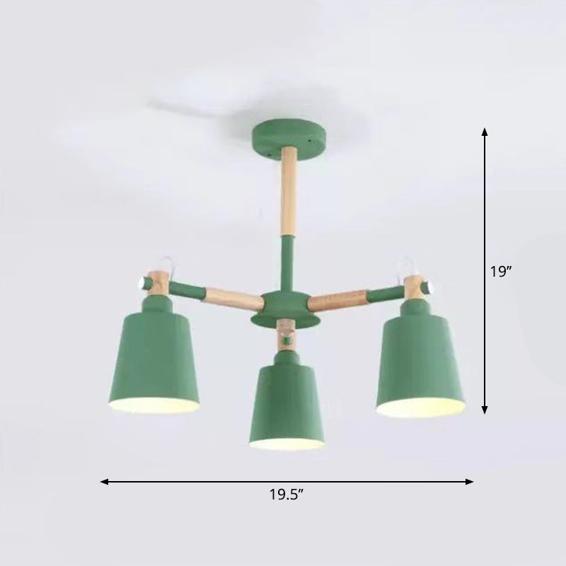 Céleste Macaron Radial Chandelier with Wooden Arms